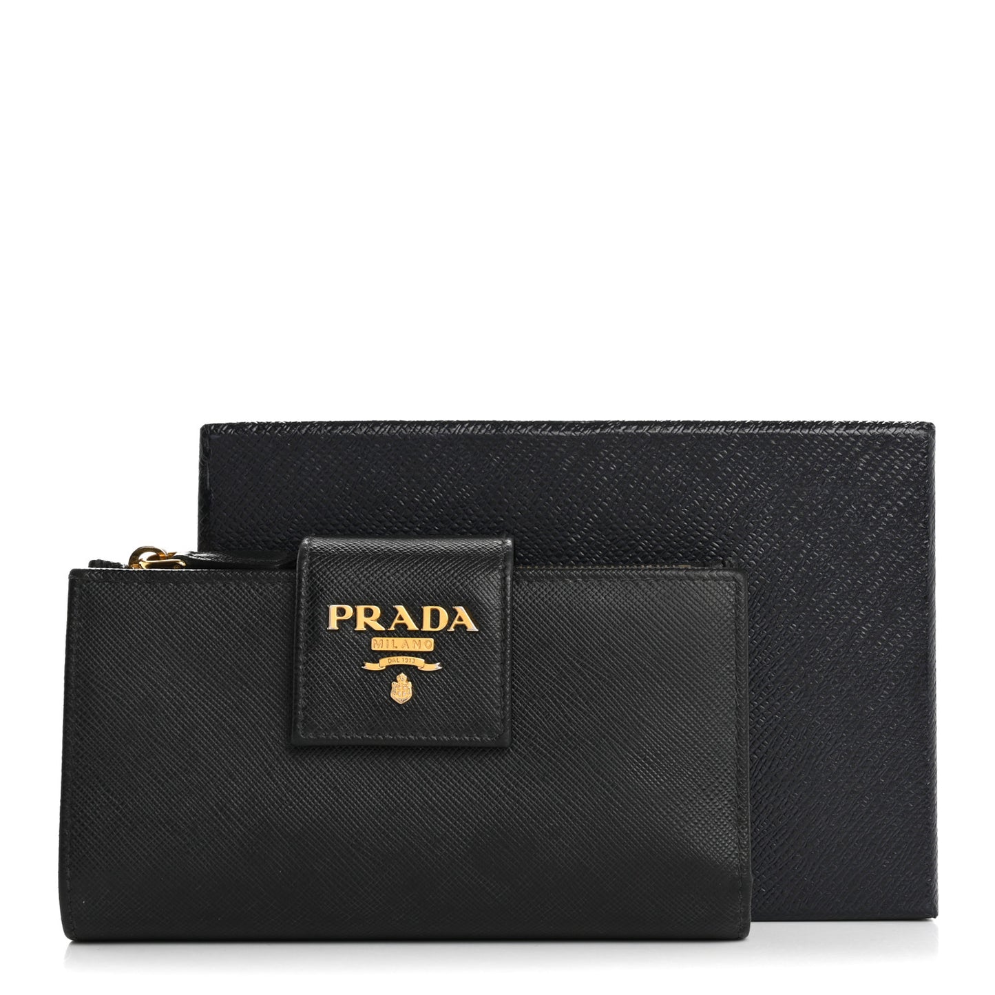 Saffiano Metal Tab Wallet Black