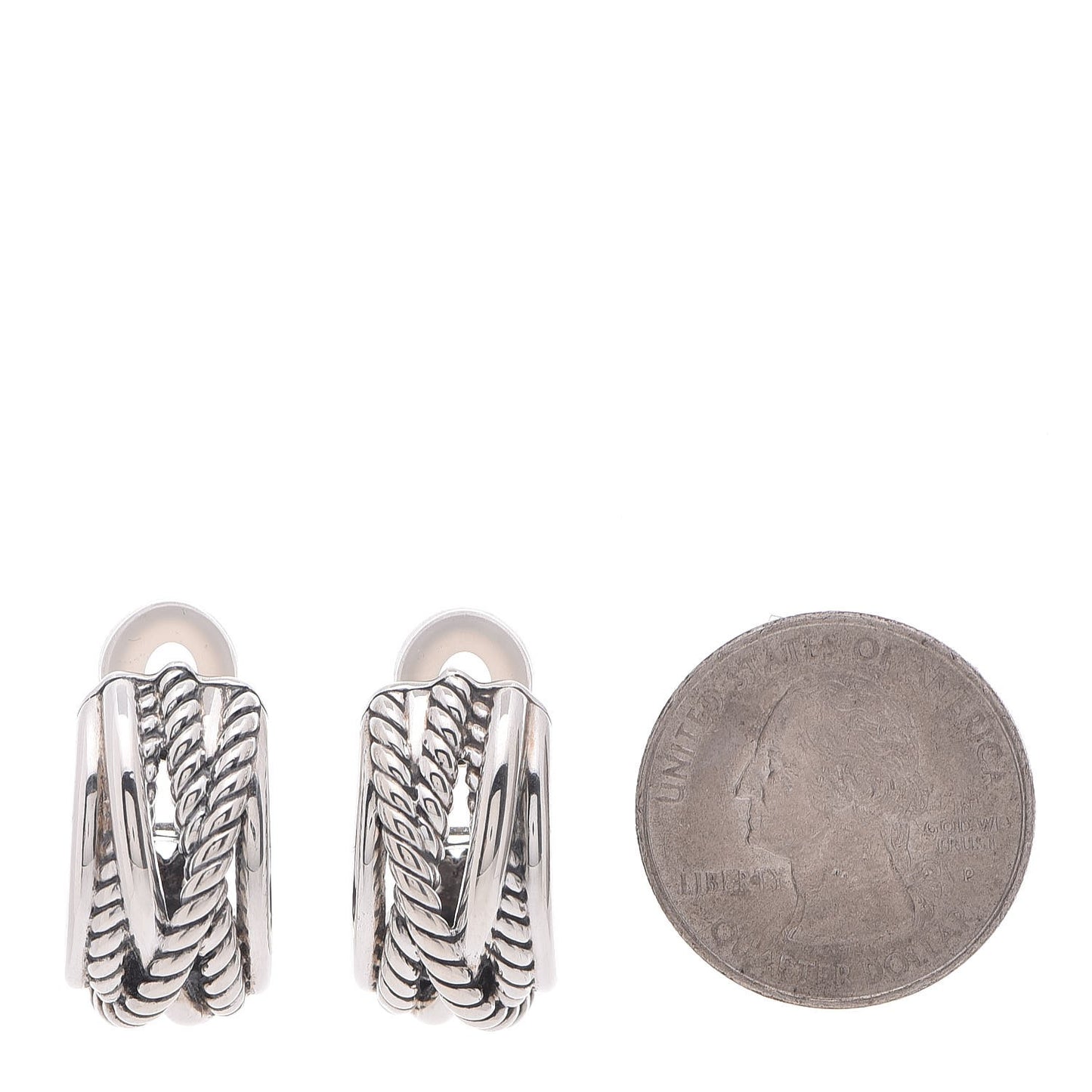 Sterling Silver Crossover Shrimp Earrings