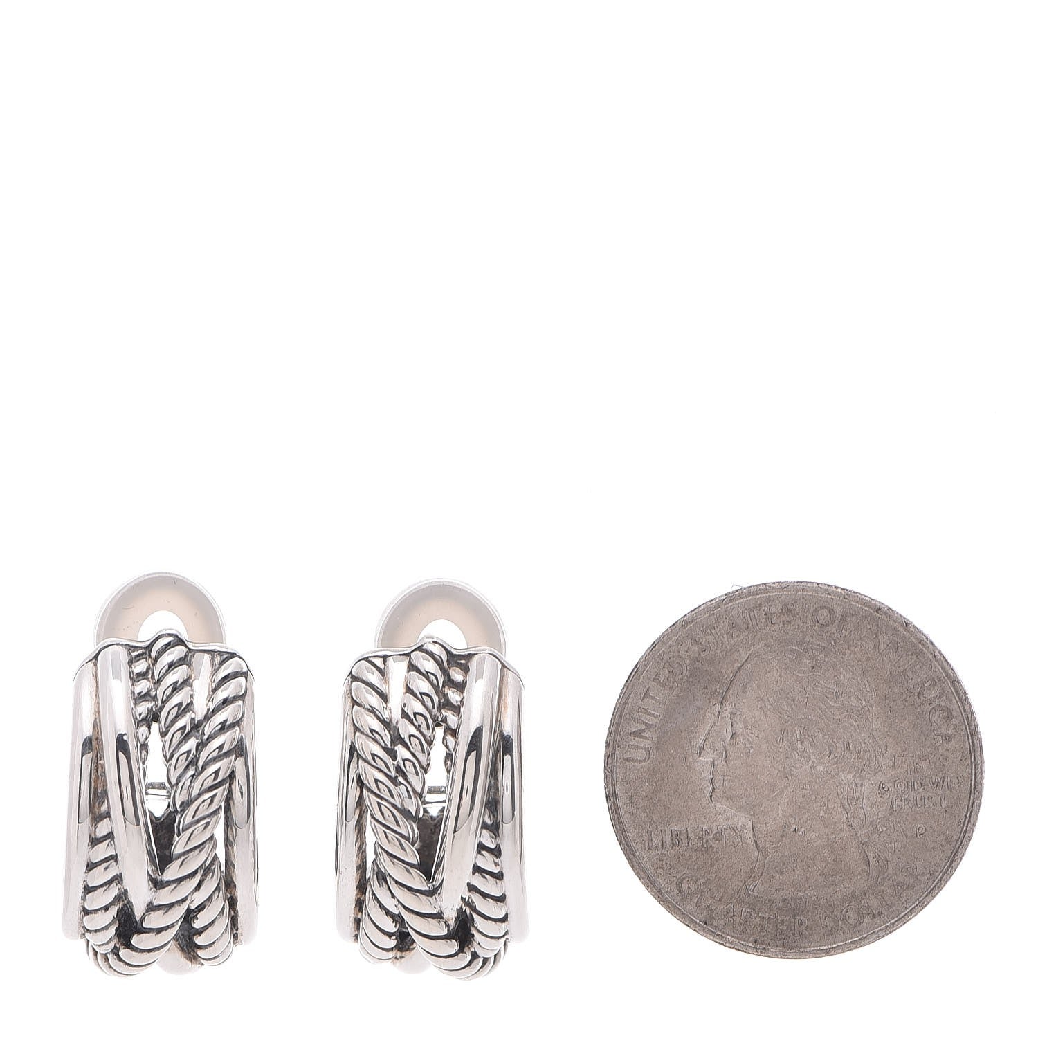 David Yurman Sterling Silver Crossover Shrimp Earrings 2 of 4