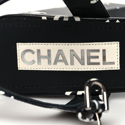 Chanel Printed Lambskin CC Platform Sandals 40 Black White 8 of 9