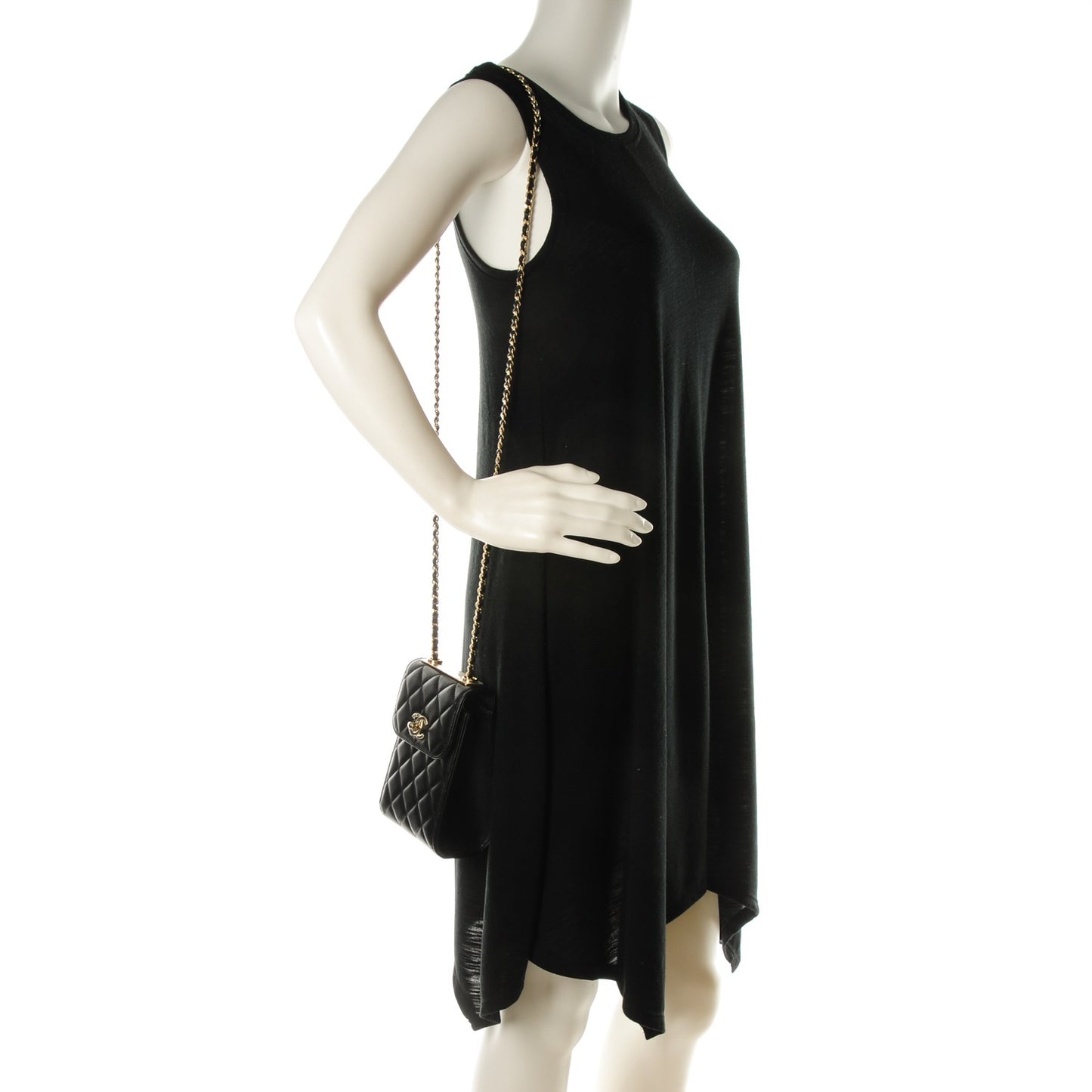 Lambskin Quilted Trendy CC Phone Holder Black