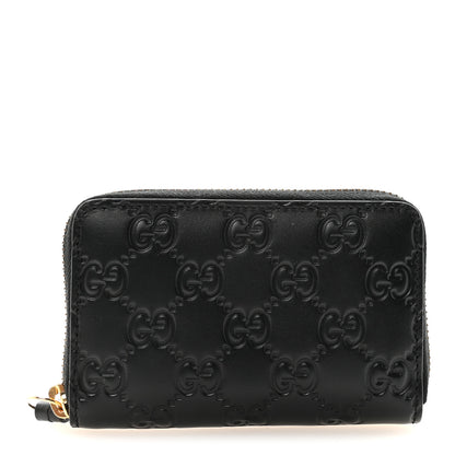 Gucci Guccissima Zip Around Coin Purse Wallet Black 1 of 7