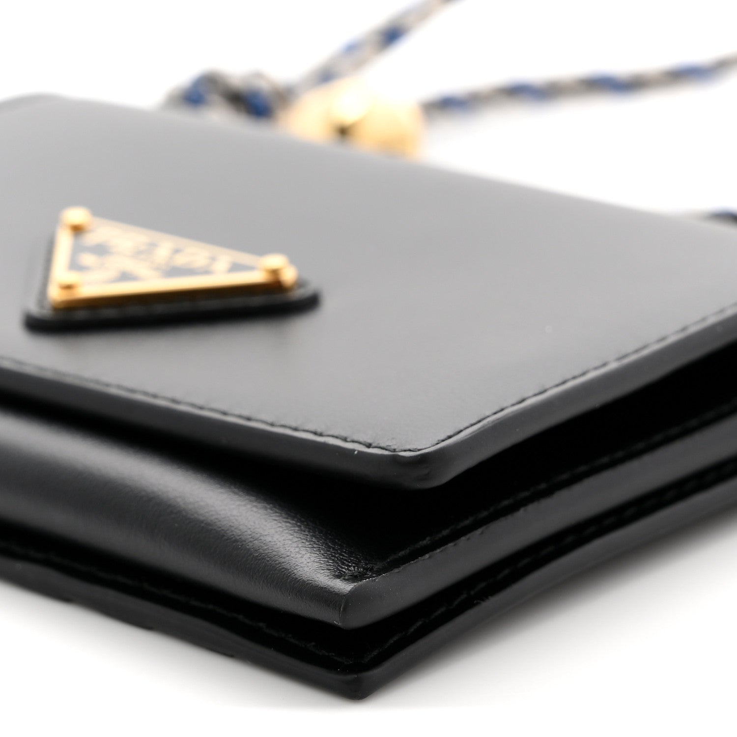 Prada Vitello Card Holder With Braided Strap Black 9 of 10