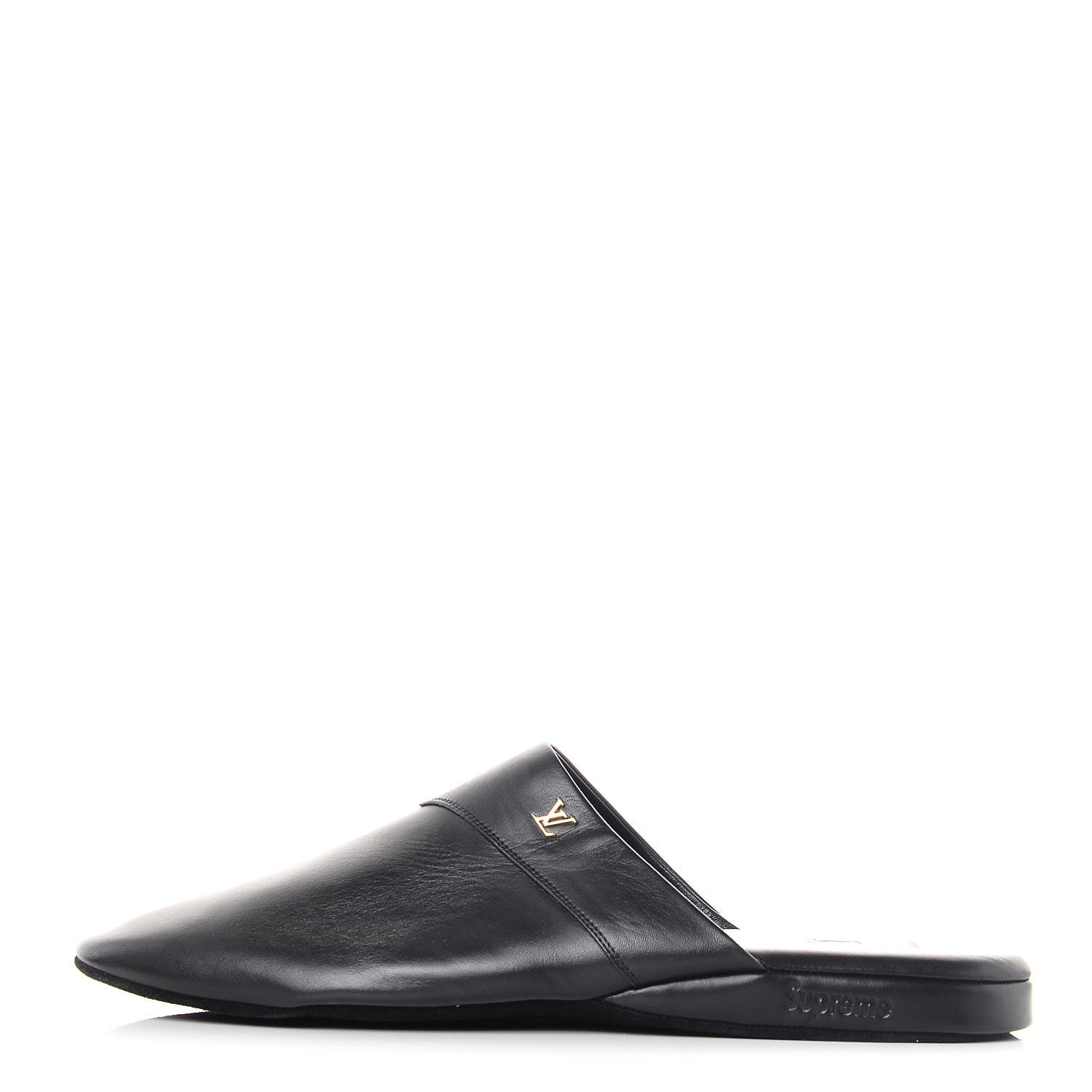 Louis Vuitton X SUPREME Lambskin Mens Hugh Slippers 8 Black 1 of 8