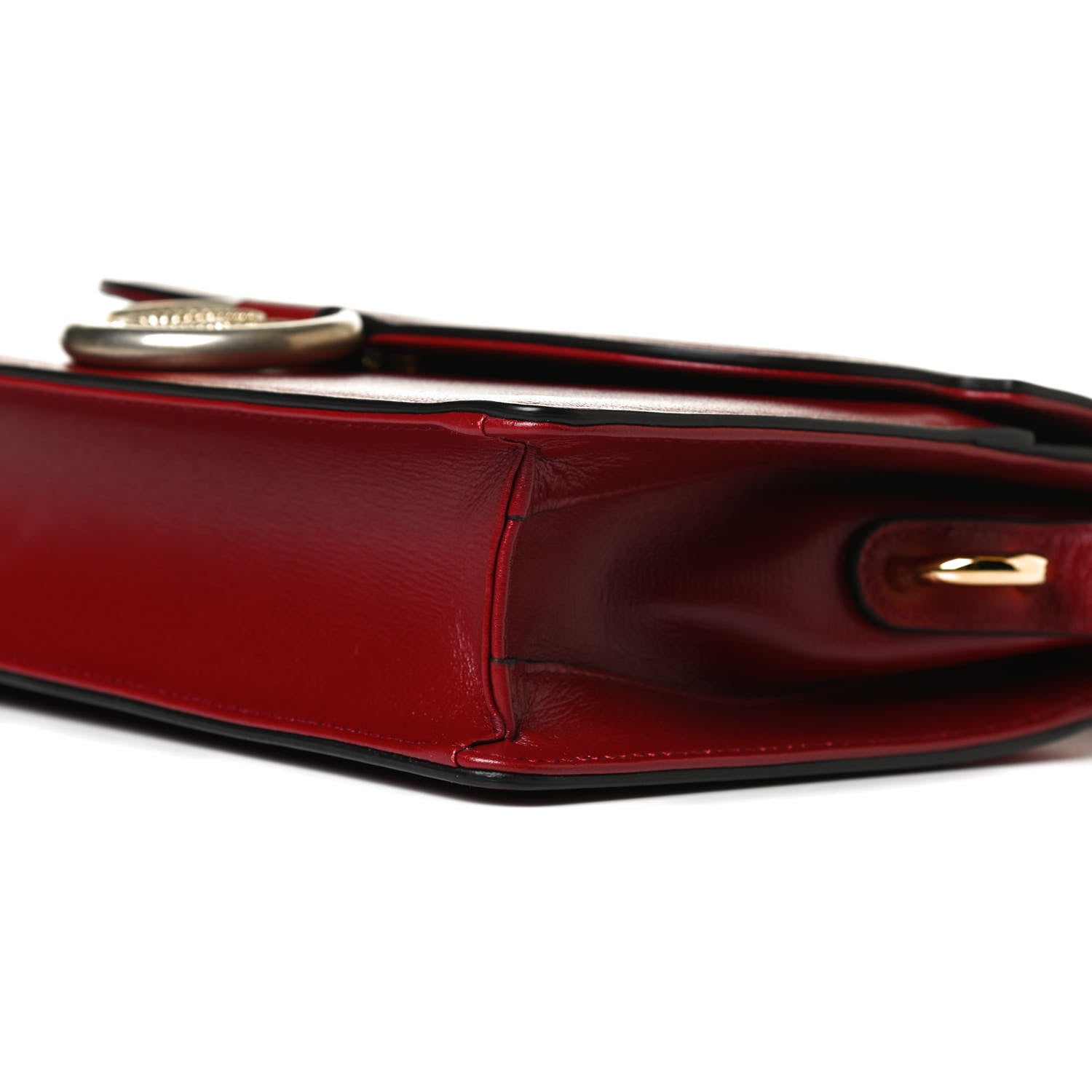 Gucci Textured Calfskin Small Torchon GG Ring Shoulder Bag New Cherry Red 10 of 14