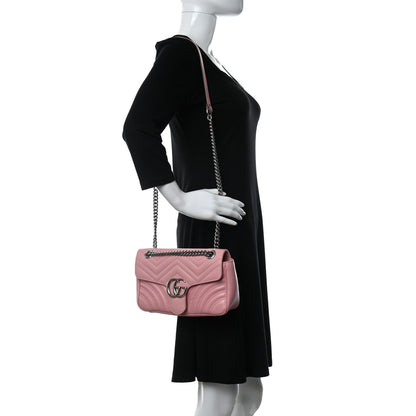 Gucci Calfskin Matelasse Small GG Marmont Shoulder Bag Wild Rose 2 of 9