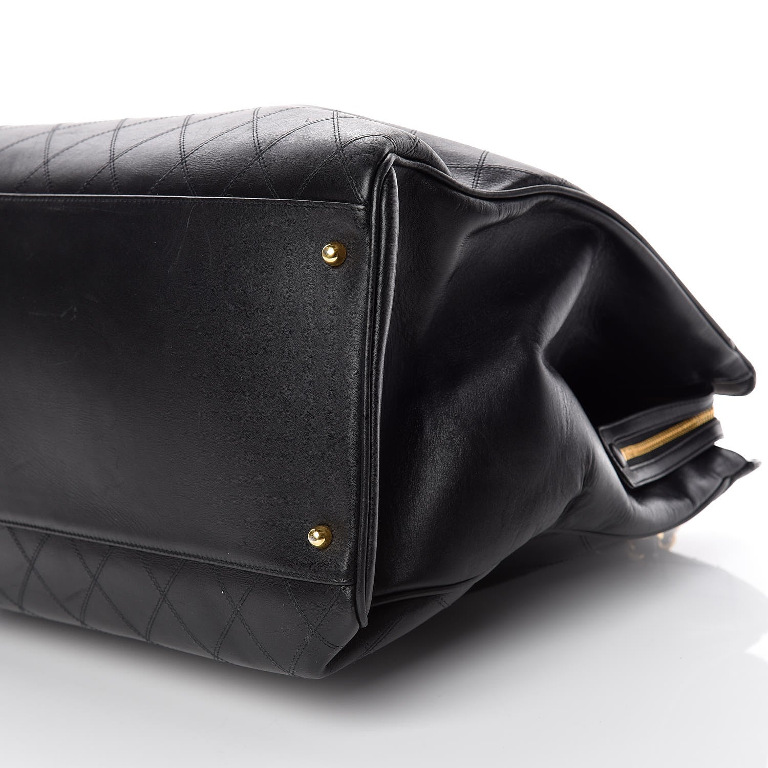 Chanel Calfskin Stitched XL Weekender Black 6 of 15