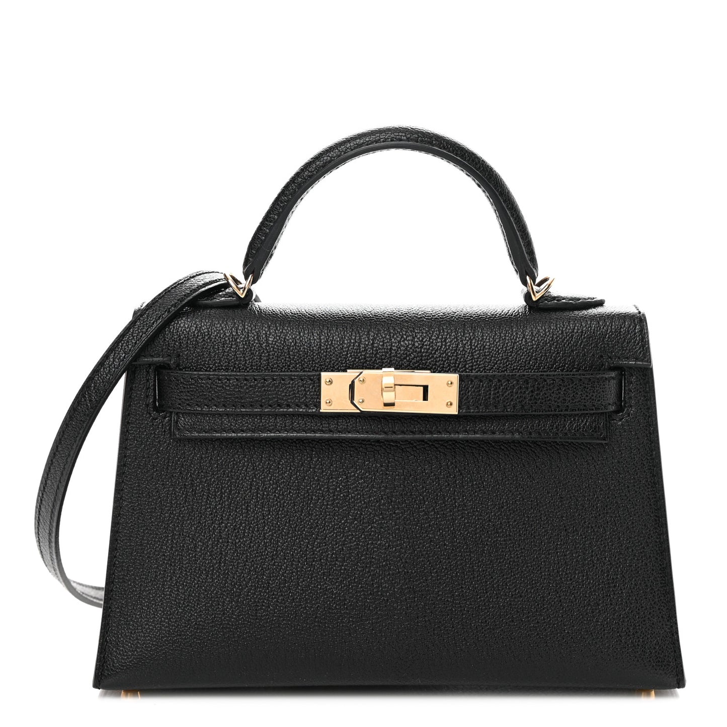 Chevre Mysore Horseshoe Mini Kelly Sellier 20 Black Rouge De Coeur