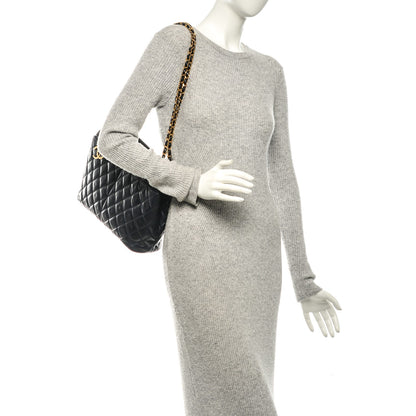 Chanel Lambskin Quilted Shoulder Bag Navy Blue 2 of 9