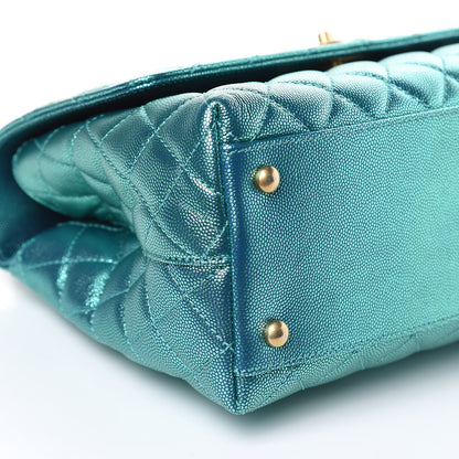 Chanel Metallic Caviar Quilted Small Coco Handle Flap Blue 8 of 10