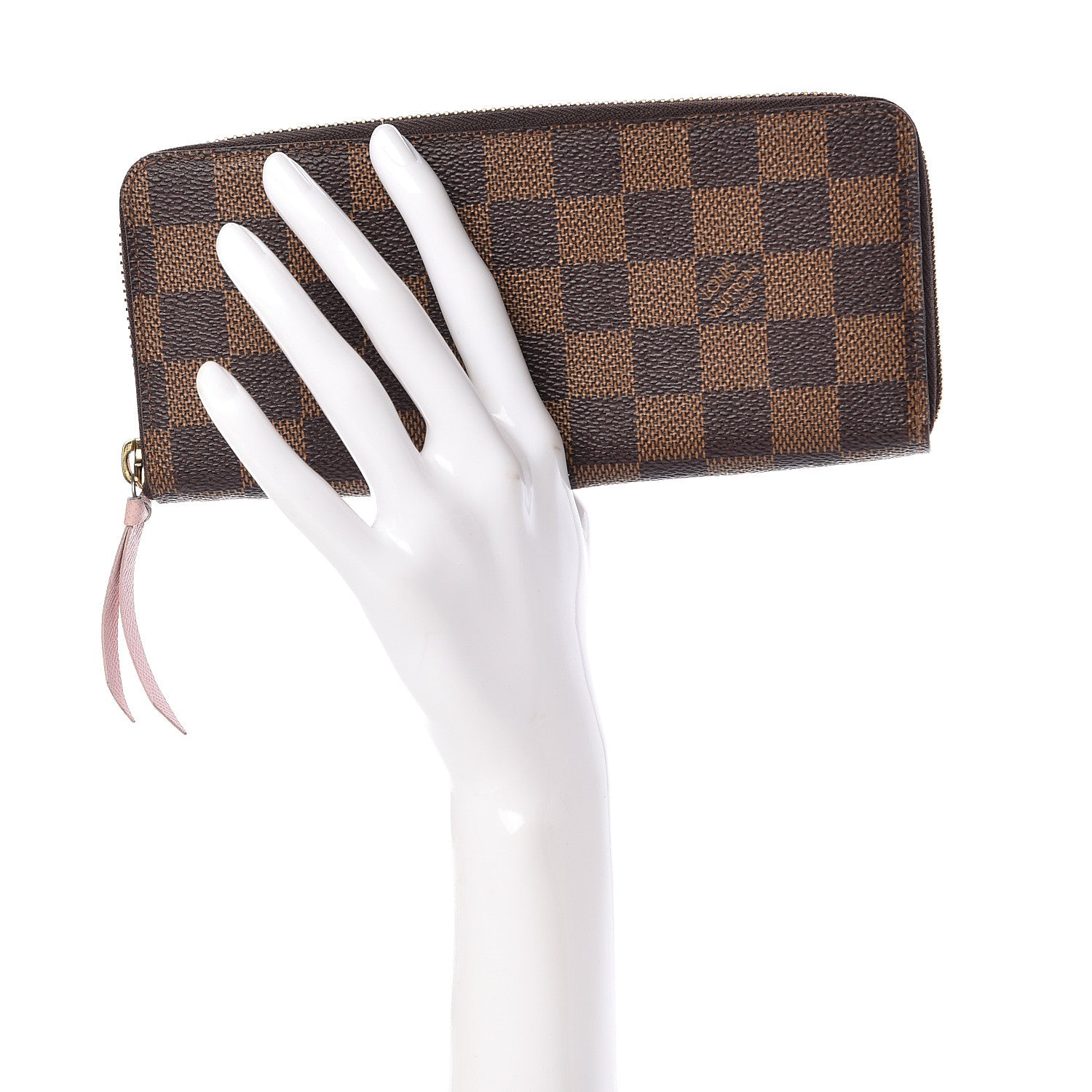 Louis Vuitton Damier Ebene Clemence Wallet Rose Ballerine 2 of 8