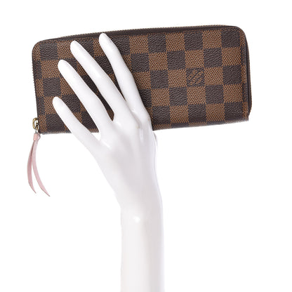 Louis Vuitton Damier Ebene Clemence Wallet Rose Ballerine 2 of 8