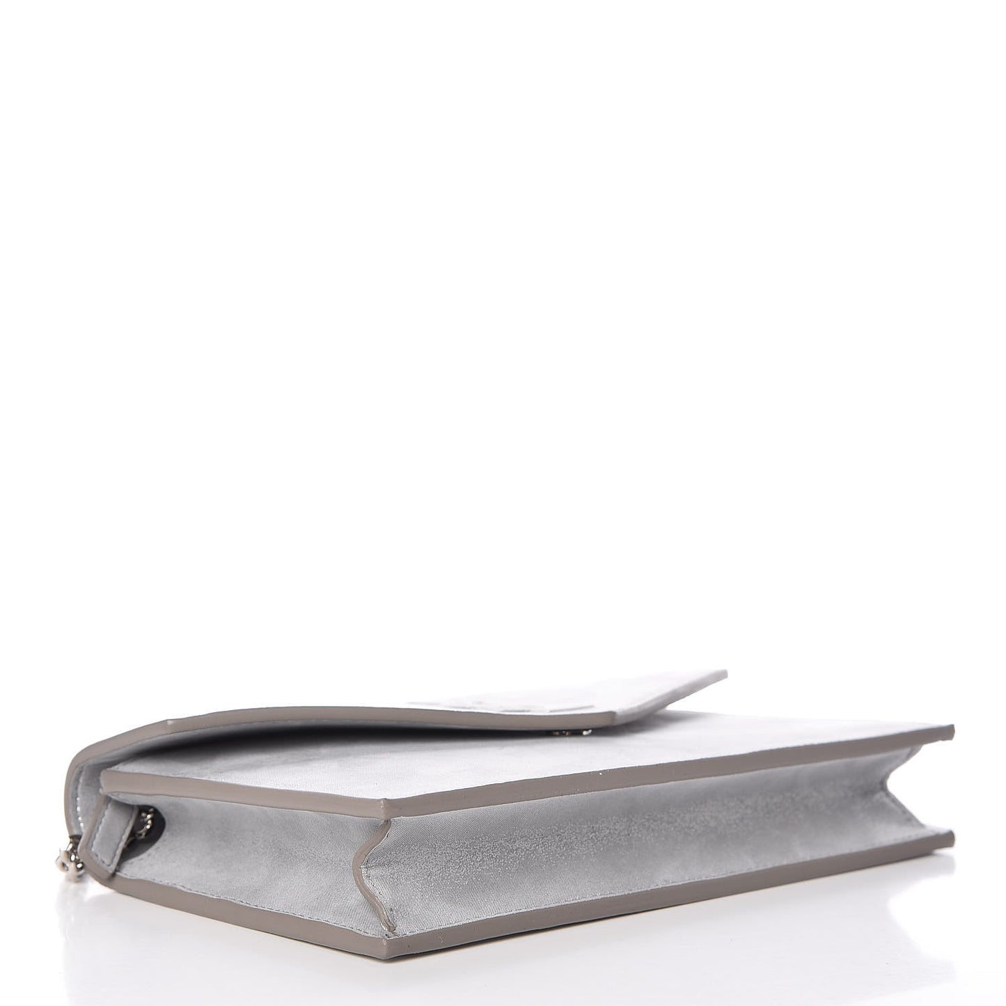 Metallic Fabric Monogram Envelope Chain Wallet Silver