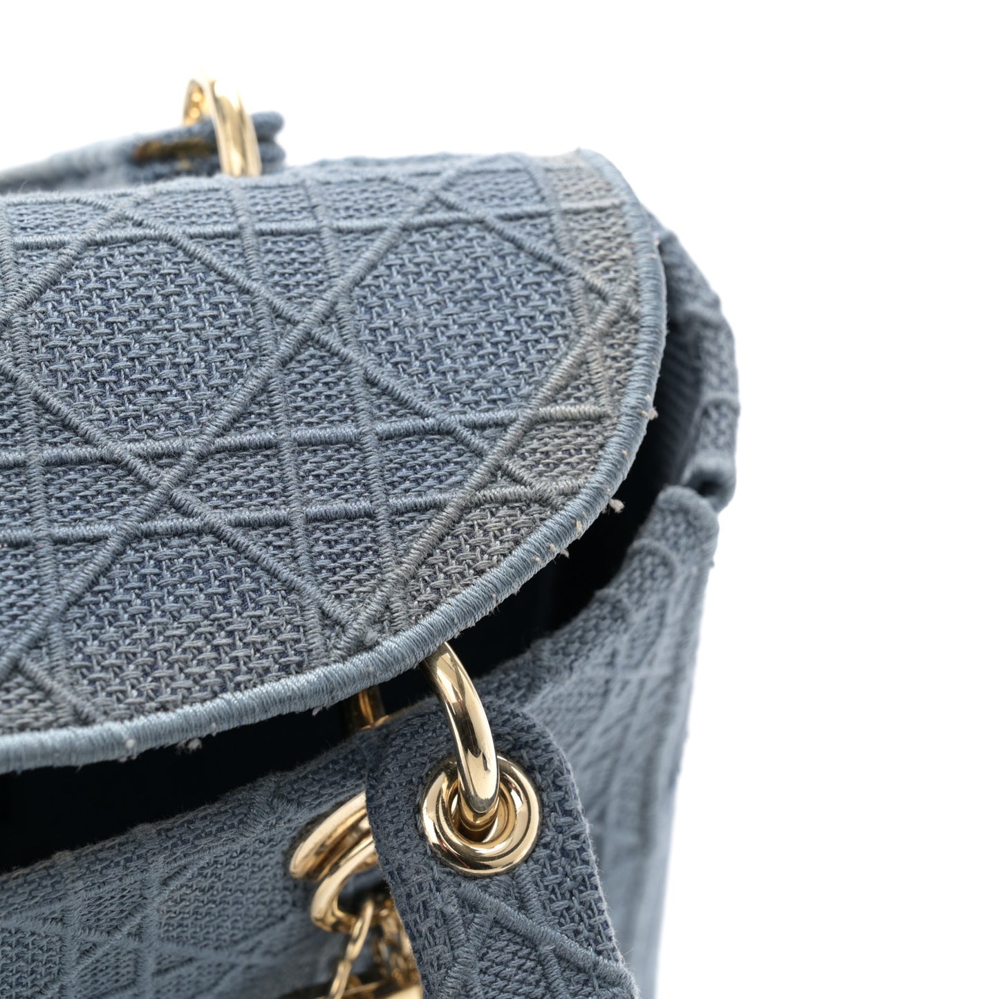 Canvas Embroidered Cannage Medium Lady D-Lite Denim Blue
