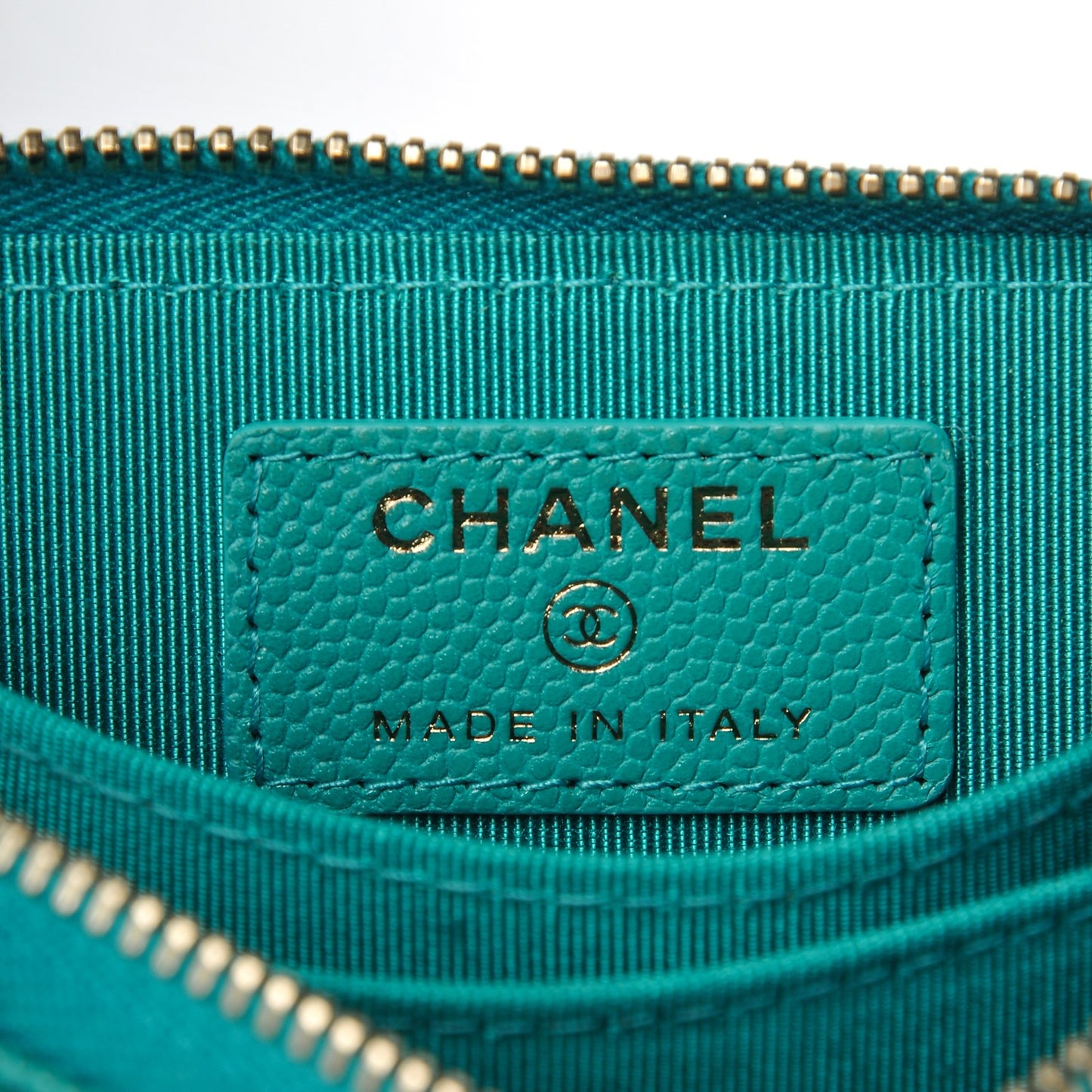 Caviar Quilted Zip Coin Purse Turquoise