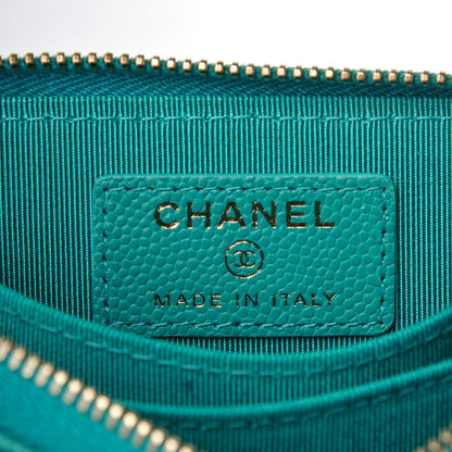 Chanel Caviar Quilted Zip Coin Purse Turquoise 6 of 8