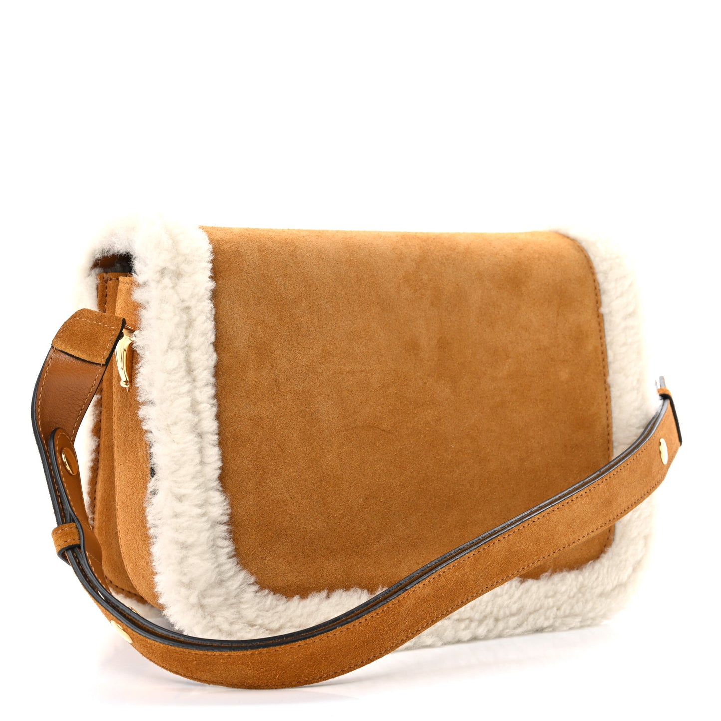 Suede Shearling Horsebit 1955 Shoulder Bag Brown