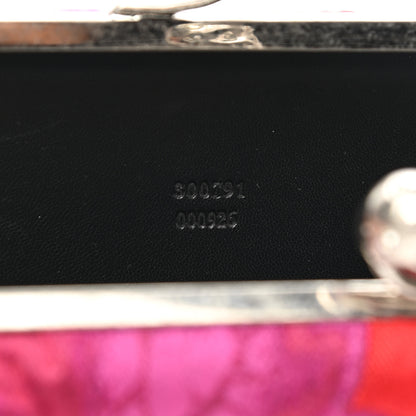 Alexander McQueen Silk Brocade Twin Skull Box Clutch Fuchsia Red 7 of 8