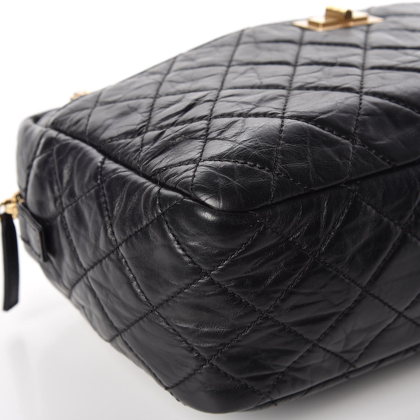 Aged Calfskin Quilted Medium Reissue Camera Case Black