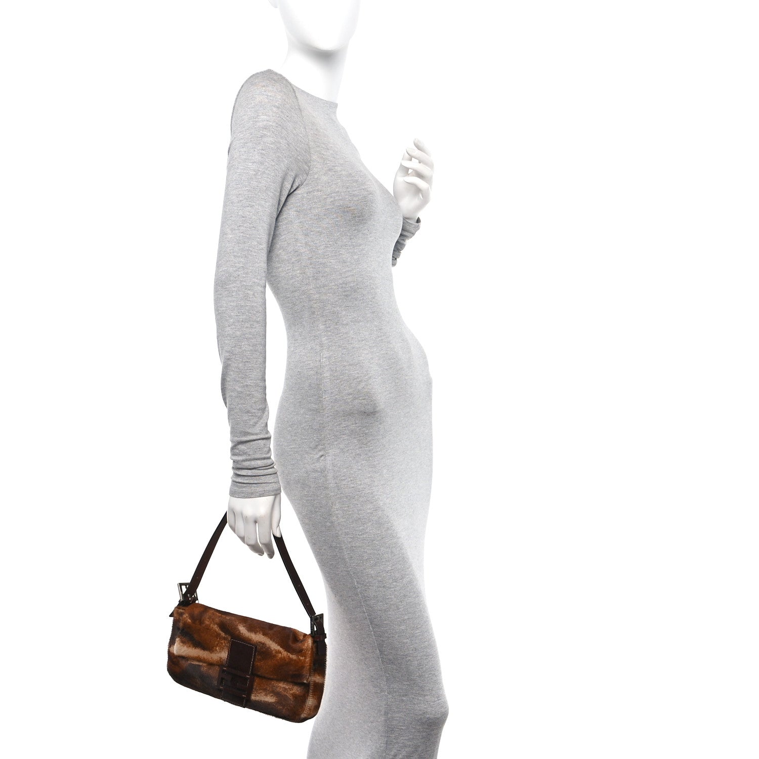 Fendi Calf Hair Zebra Print Baguette Brown 2 of 9
