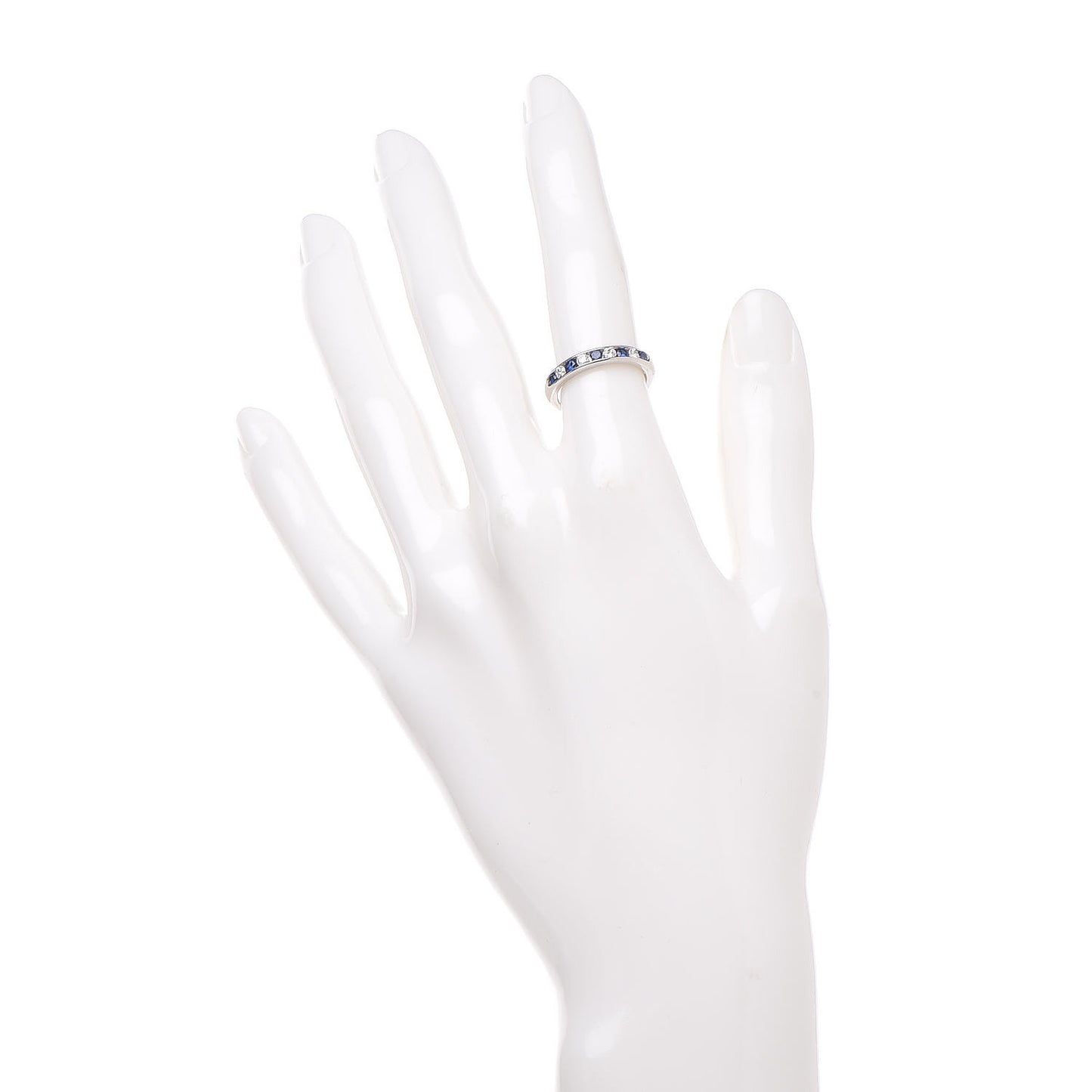 Platinum Diamond Sapphire 3mm Band Ring 48 4.5