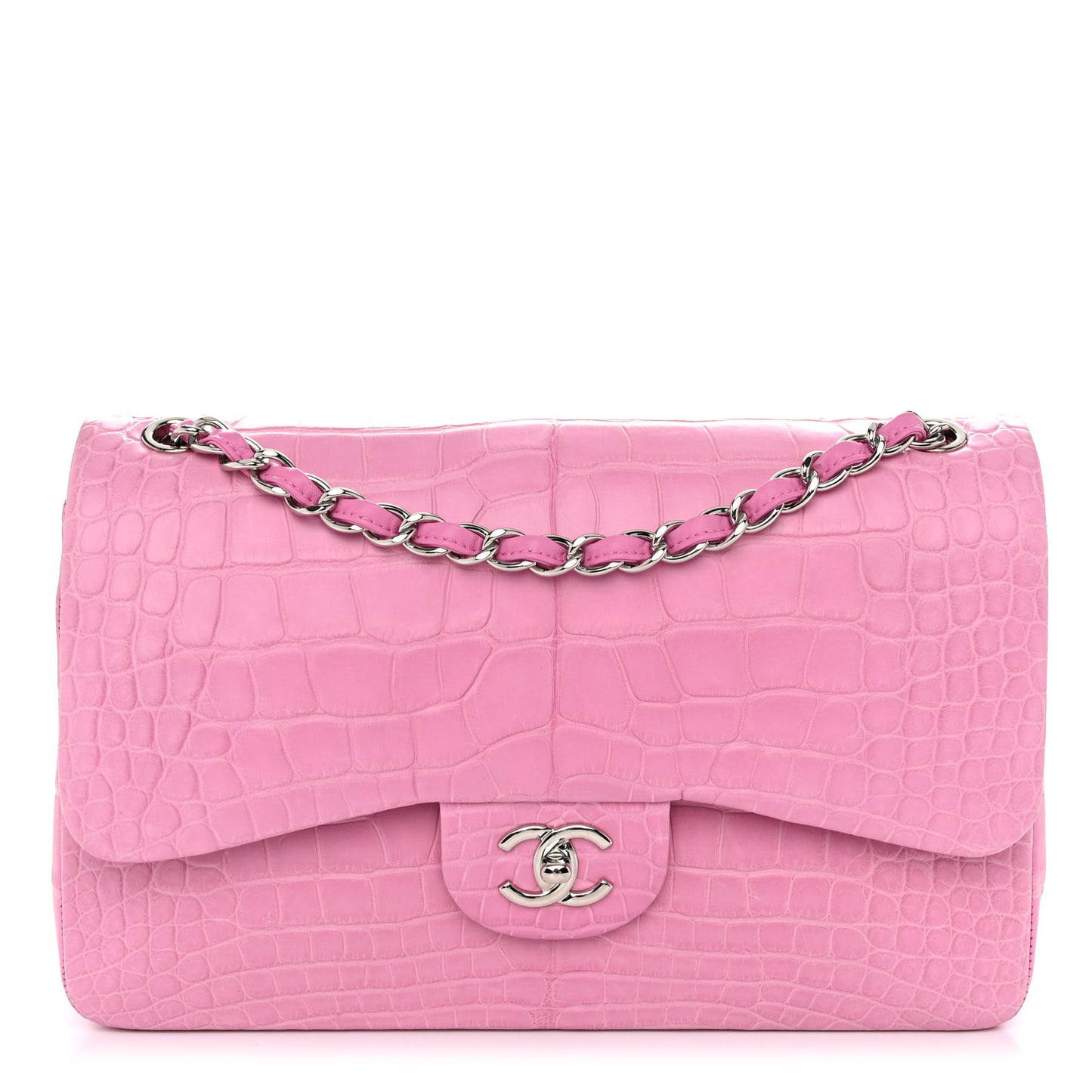 Alligator Jumbo Double Flap Pink