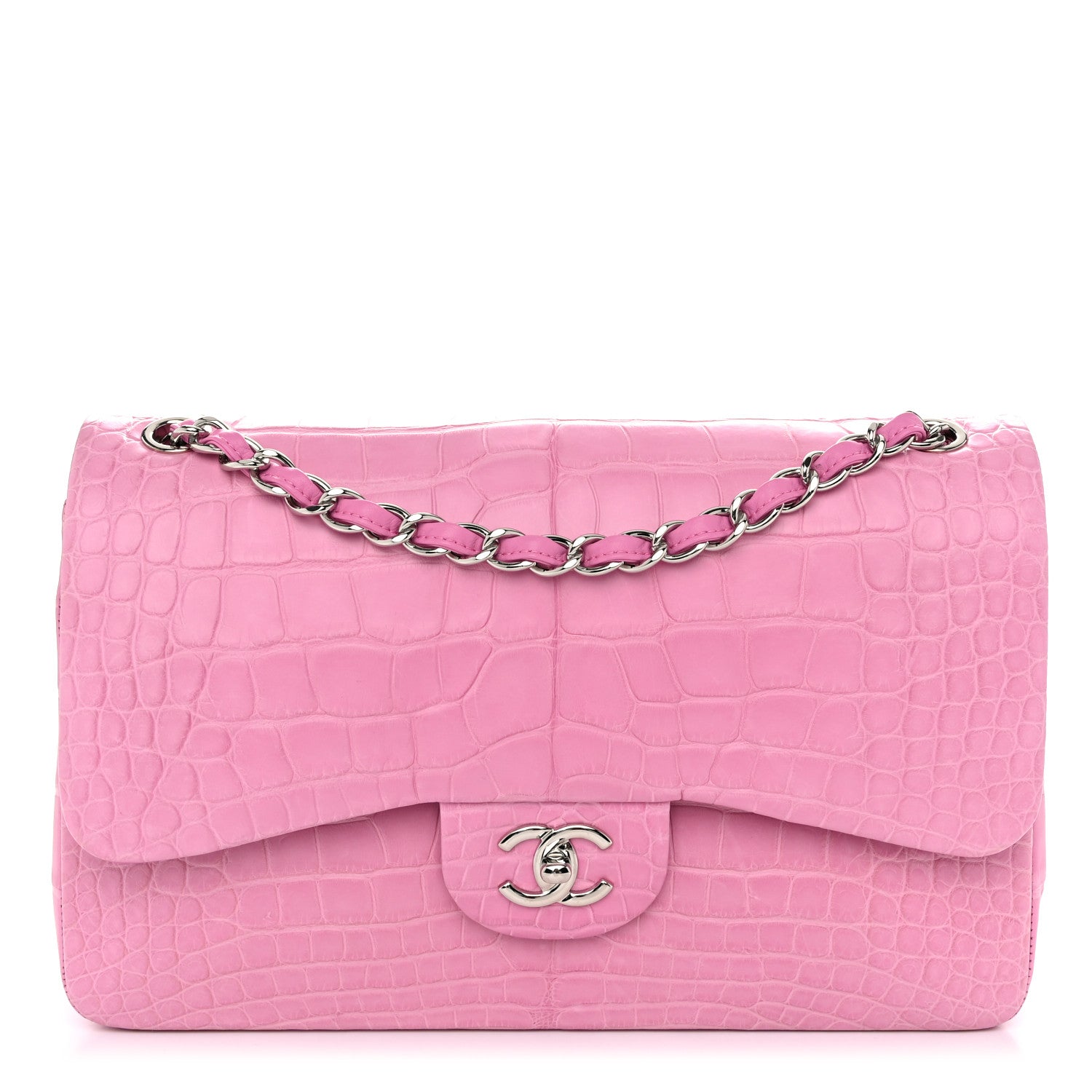 Chanel Alligator Jumbo Double Flap Pink 1 of 11