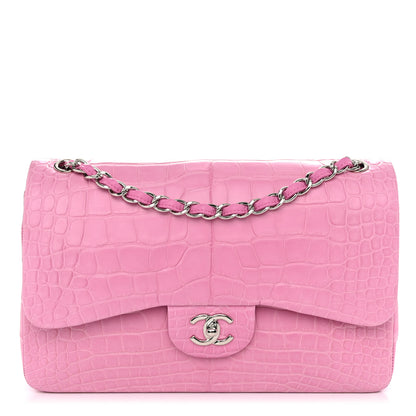 Chanel Alligator Jumbo Double Flap Pink 1 of 11