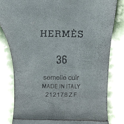 Hermes Woolskin Oran Sandals 36 Vert D'Eau 6 of 8