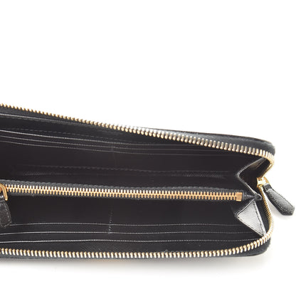 Prada Saffiano Zip Around Wallet Black 5 of 8