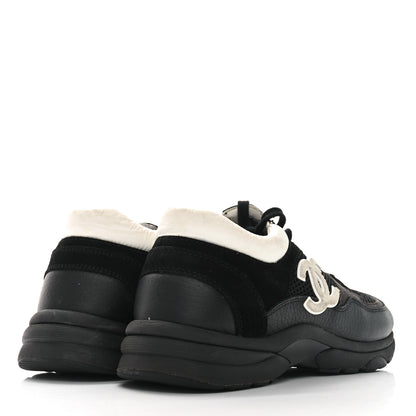 Chanel Mesh Suede Grained Calfskin Womens CC Sneakers 40 Black White 5 of 8