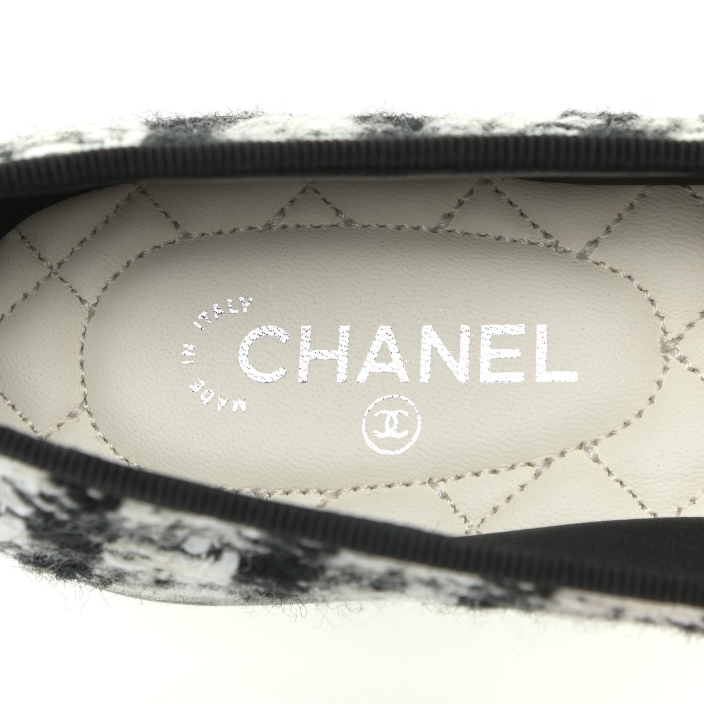Tweed Cap Toe Ballerina Flats 36 Black White Black