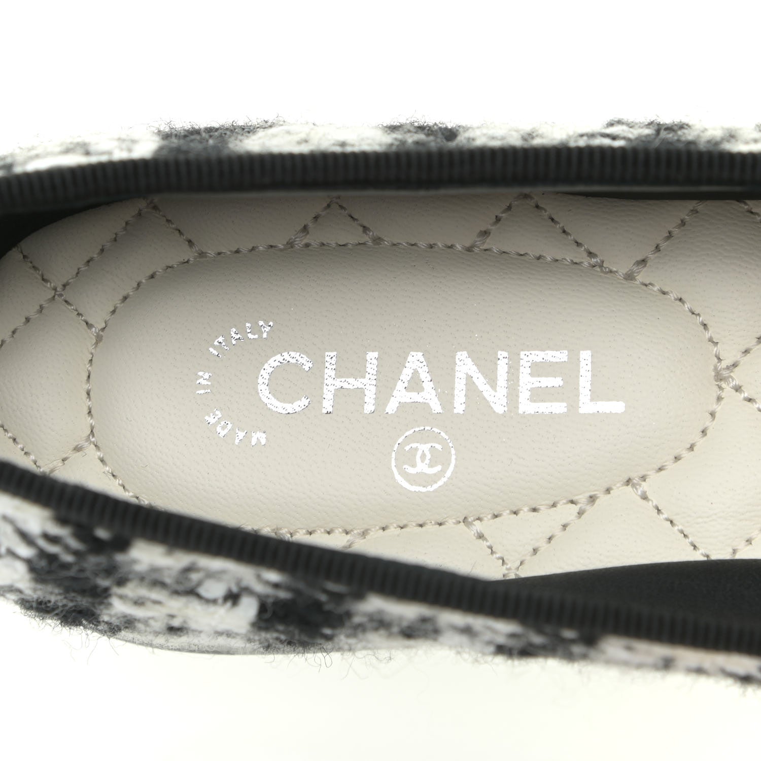 Chanel Tweed Cap Toe Ballerina Flats 36 Black White Black 10 of 13