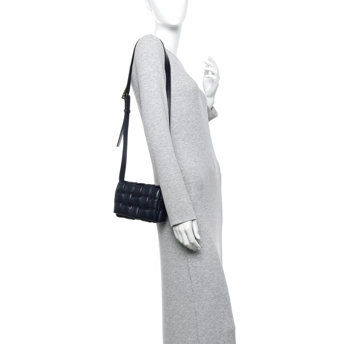 Nappa Maxi Intreccio Small Padded Cassette Crossbody Bag Deep Blue