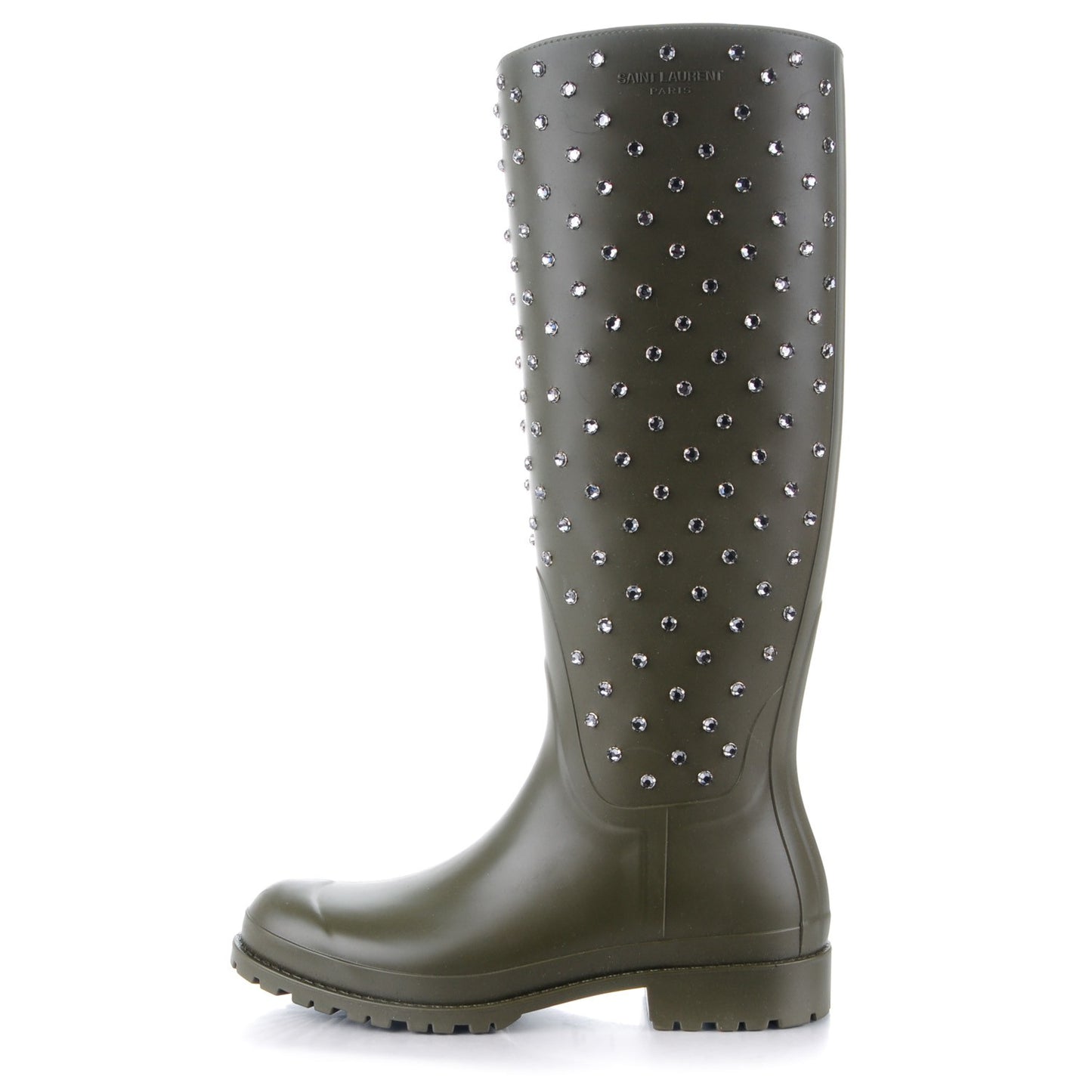Rubber Studded Festival Rain Boots 40 New Kaki Fonce