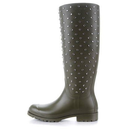 Saint Laurent Rubber Studded Festival Rain Boots 40 New Kaki Fonce 1 of 6