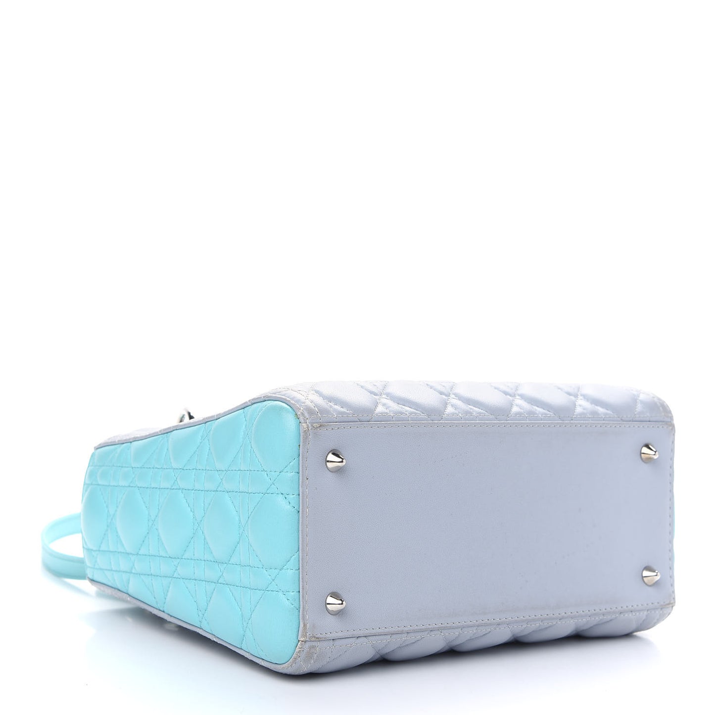 Lambskin Cannage Medium Bi-Color Lady Dior Grey Turquoise