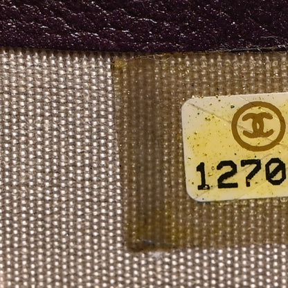 Chanel Glazed Goatskin Camellia Embossed French Flap Wallet Purple 8 of 9