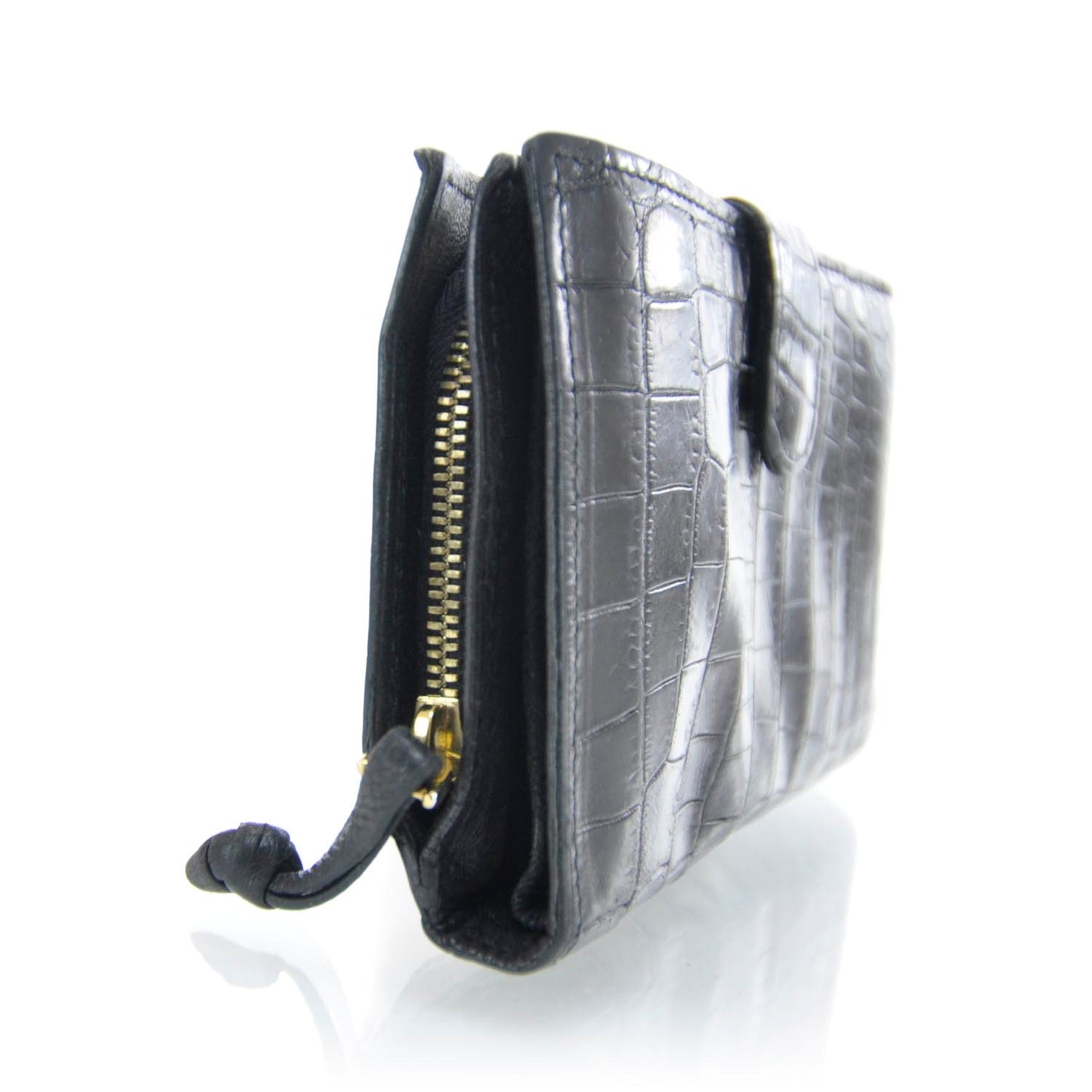 Crocodile Clutch Wallet Black
