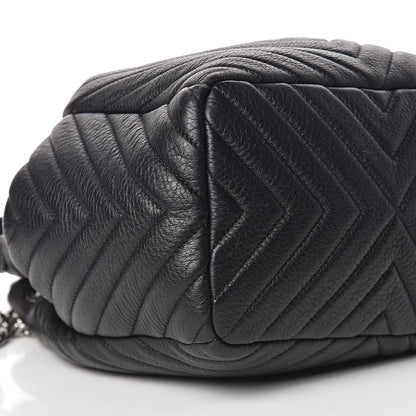 Chanel Deerskin Chevron Small CC Chain Bucket Bag Black 9 of 10