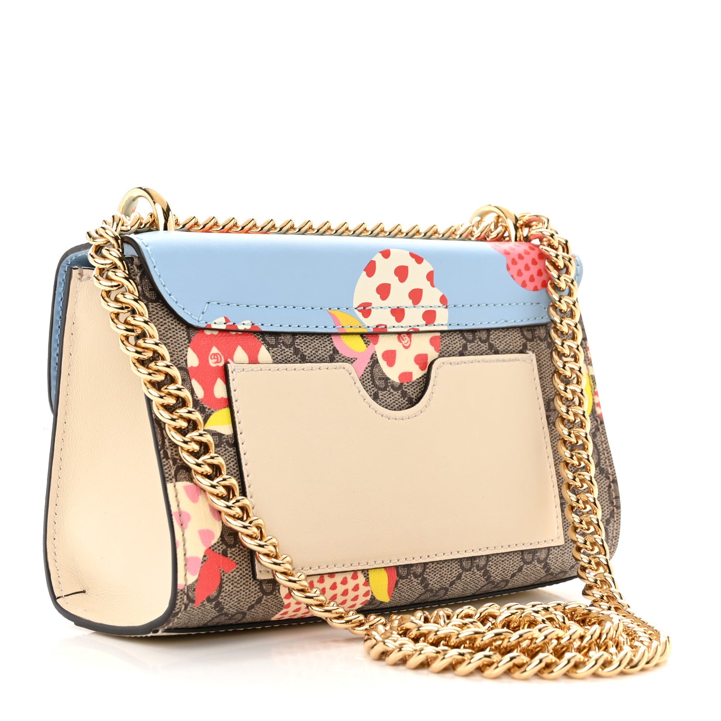 GG Supreme Monogram Les Pommes Small Padlock Shoulder Bag Beige Ebony Multicolor Abstract Blue