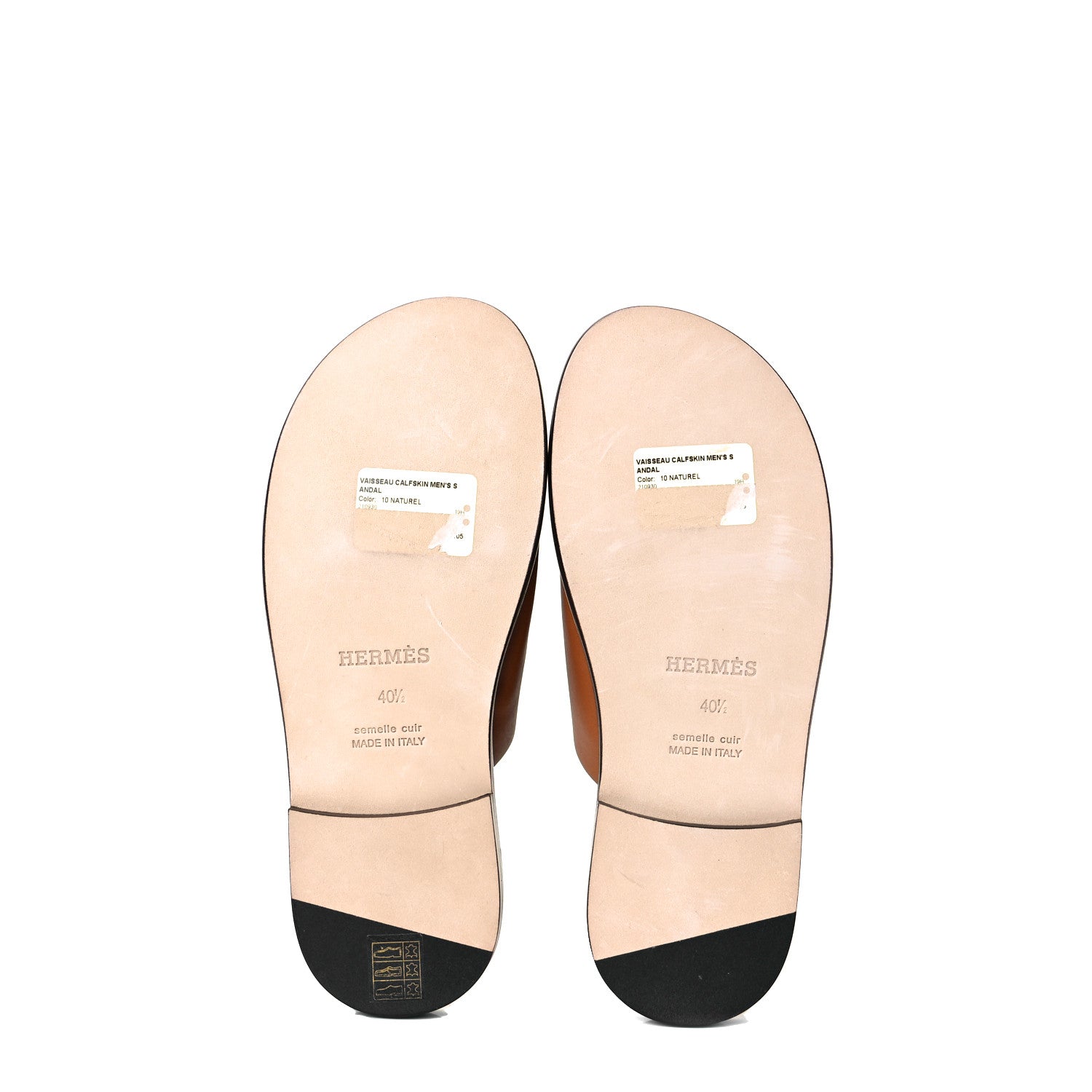 Hermes Calfskin Mens Vaisseau Sandals 40.5 Naturel 8 of 10