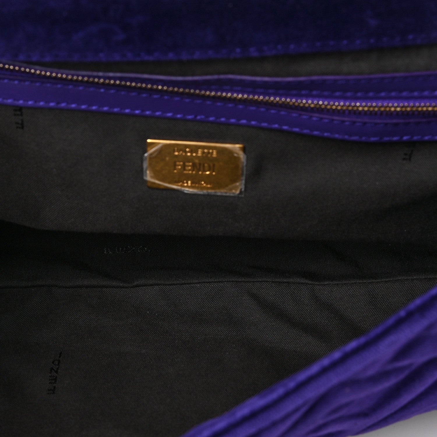 Fendi Velluto FF Embossed Large Baguette Viola Plus 5 of 8