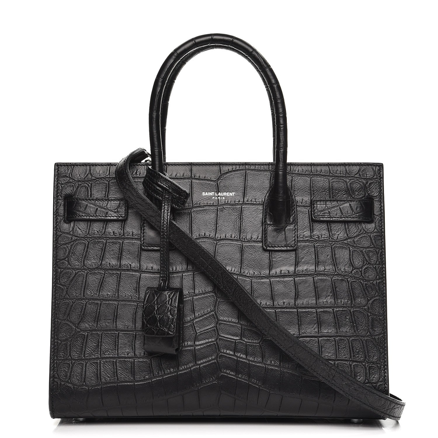 Saint Laurent Calfskin Crocodile Embossed Baby Sac De Jour Black 1 of 9