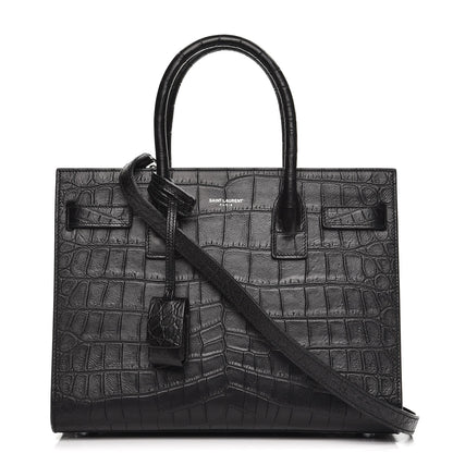 Saint Laurent Calfskin Crocodile Embossed Baby Sac De Jour Black 1 of 9