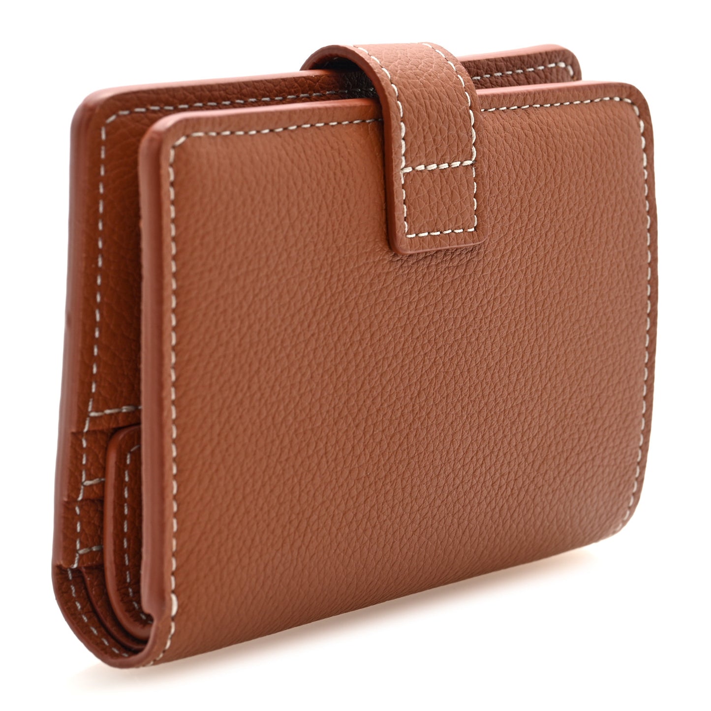 Grained Calfskin Low Key Compact Wallet Cognac