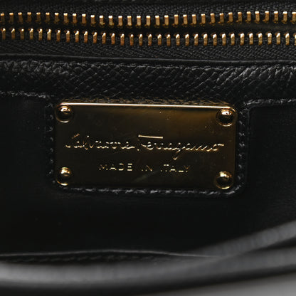 Salvatore Ferragamo Hammered Calfskin Vara Bow Chain Tote Black 6 of 11
