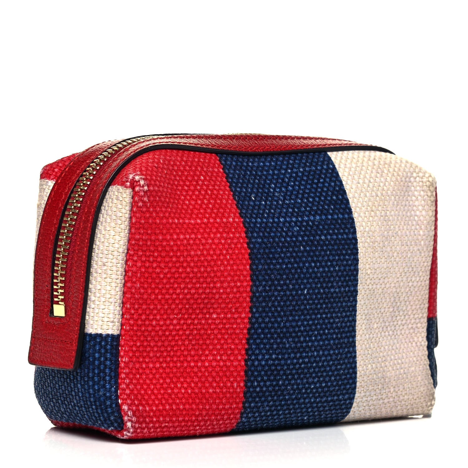 Gucci Canvas Sylvie Stripe Logo Cosmetic Case Mystic White Hibiscus Red Maritime 3 of 11