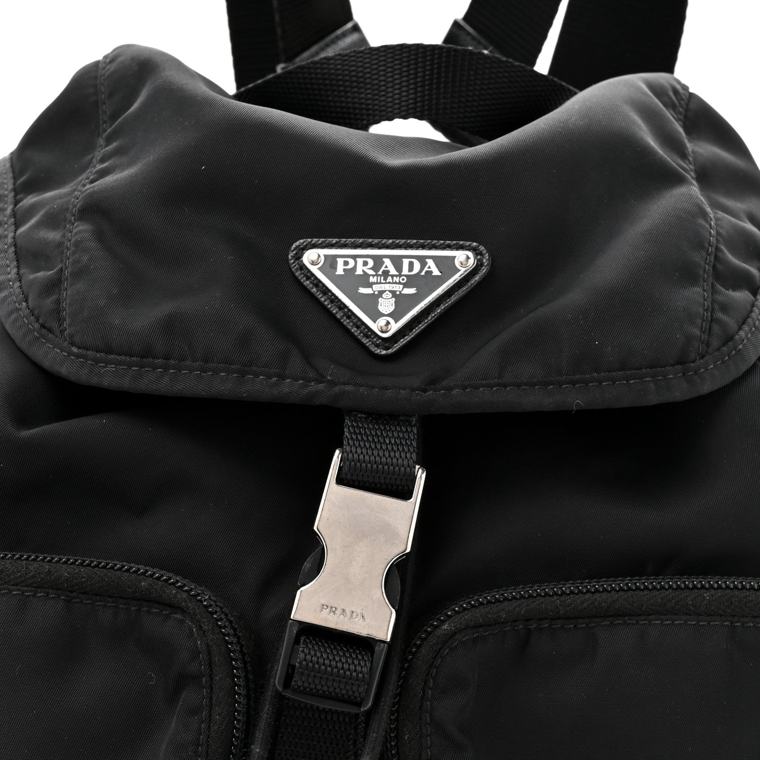 Prada Tessuto Nylon Saffiano Vela Medium Backpack Black 7 of 10