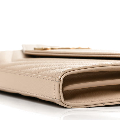 Saint Laurent Grain De Poudre Matelasse Chevron Monogram Chain Wallet Nude Powder 11 of 11